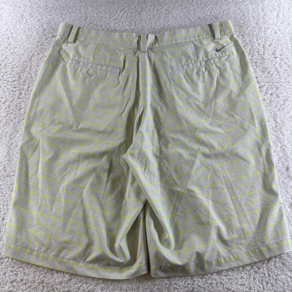 Nike Dri-Fit Golf Tour Performance Dri Fit Green Gray Check Shorts Mens 36x11" - Picture 6 of 8